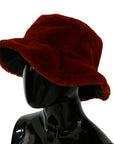 Dolce & Gabbana Red Bordeaux Fur Wide Brim Bucket Hat