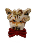 Dolce & Gabbana Gold Brass Resin Beige Dog Pet Branded Accessory Ring