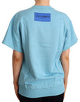 Dolce & Gabbana Blue Cotton Short Sleeves Crew Neck Top