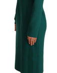 Dolce & Gabbana Green Stretch Crepe Crystal Midi Dress