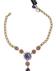Dolce & Gabbana Pink Gold Brass Crystal Purple Pearl Pendants