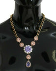 Dolce & Gabbana Pink Gold Brass Crystal Purple Pearl Pendants