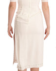 Dolce & Gabbana White Floral Printed Crepe Midi Slit Dress
