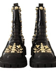 Dolce & Gabbana Black Leather Studded Combat Boots