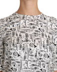 Dolce & Gabbana White Musical Instruments Print Blouse