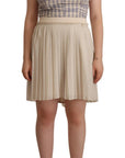 Guess Beige Checkered Pleated A-line Strapless Bustier Dress