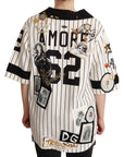 Dolce & Gabbana White Cotton Crystal Charms Amore Shirt
