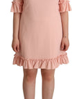 Dolce & Gabbana Pink Ruffled Sleeves Viscose Sheath Dress