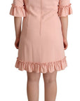 Dolce & Gabbana Pink Ruffled Sleeves Viscose Sheath Dress