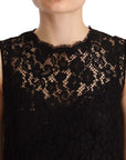 Dolce & Gabbana Black Floral Lace Sheath Sleeveless Mini Dress