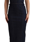 Dolce & Gabbana Dark Blue Cotton Denim Sheath Midi Dress