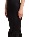 Dolce & Gabbana Black Silk Stretch Sheath Mermaid Midi Dress