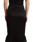 Dolce & Gabbana Black Silk Stretch Sheath Mermaid Midi Dress
