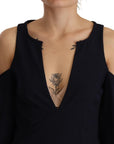 Twinset Black Long Sleeves Open Shoulder A-line Dress