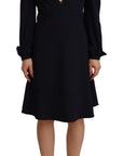 Twinset Black Long Sleeves Open Shoulder A-line Dress