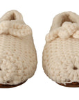 Dolce & Gabbana White Slip On Ballerina Flats Wool Knit Shoes