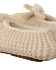 Dolce & Gabbana White Slip On Ballerina Flats Wool Knit Shoes
