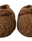 Dolce & Gabbana Brown Slip On Ballerina Flats Wool Knit Shoes