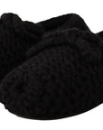 Dolce & Gabbana Black Slip On Ballerina Flats Wool Knit Shoes