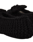 Dolce & Gabbana Black Slip On Ballerina Flats Wool Knit Shoes