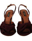 Dolce & Gabbana Dark Purple Suede Ankle Strap Sandals Shoes