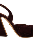 Dolce & Gabbana Dark Purple Suede Ankle Strap Sandals Shoes