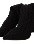 Dolce & Gabbana Black Stretch Socks Knee High Booties Shoes
