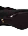 Dolce & Gabbana Black Stretch Socks Knee High Booties Shoes