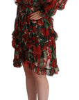 Dolce & Gabbana Multicolor Red Floral Silk Long Maxi Dress