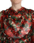 Dolce & Gabbana Multicolor Red Floral Silk Long Maxi Dress