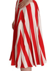 Dolce & Gabbana White Red Stretch Shift A-line Gown Dress