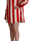 Dolce & Gabbana White Red Stretch Mini Shirt Gown Dress