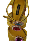Dolce & Gabbana Yellow Leather Crystal Ayers Sandals Shoes