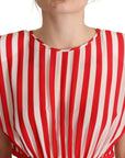 Dolce & Gabbana Red White Stripes Silk Mini A-line Dress