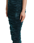 Dolce & Gabbana Turquoise Bustier Bodice Draped Midi Dress