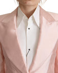 Dolce & Gabbana Pink Satin Long Sleeves Blazer Coat Jacket