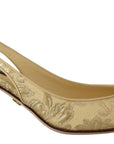 Dolce & Gabbana Gold Crystal Slingbacks Pumps Heels Shoes