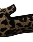 Dolce & Gabbana Gold Leopard Print Crystals Loafers Shoes