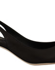 Dolce & Gabbana Black Leather Slingbacks Heels Pumps Shoes