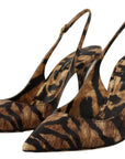 Dolce & Gabbana Brown Slingbacks Leather Tiger Shoes