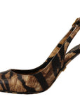 Dolce & Gabbana Brown Slingbacks Leather Tiger Shoes