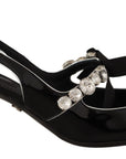 Dolce & Gabbana Black Patent Leather Crystal Slingbacks Shoes
