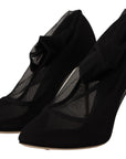Dolce & Gabbana Black Stretch Tulle Stretch Boots Shoes