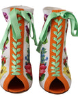 Dolce & Gabbana White Jersey Stretch Boots Open Toes Heels Shoes