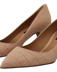 Dolce & Gabbana Beige Leather Pointed Heels Pumps Shoes