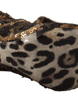 Dolce & Gabbana Gold Leopard Sequins Heels Boots Shoes