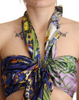 Dolce & Gabbana Multicolor Foulard Silk Halter Cropped Top