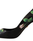 Dolce & Gabbana Black Leather Roses High Heels Pumps Shoes