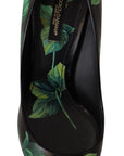 Dolce & Gabbana Black Leather Roses High Heels Pumps Shoes