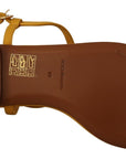 Dolce & Gabbana Mustard Leather Devotion Flats Sandals Shoes